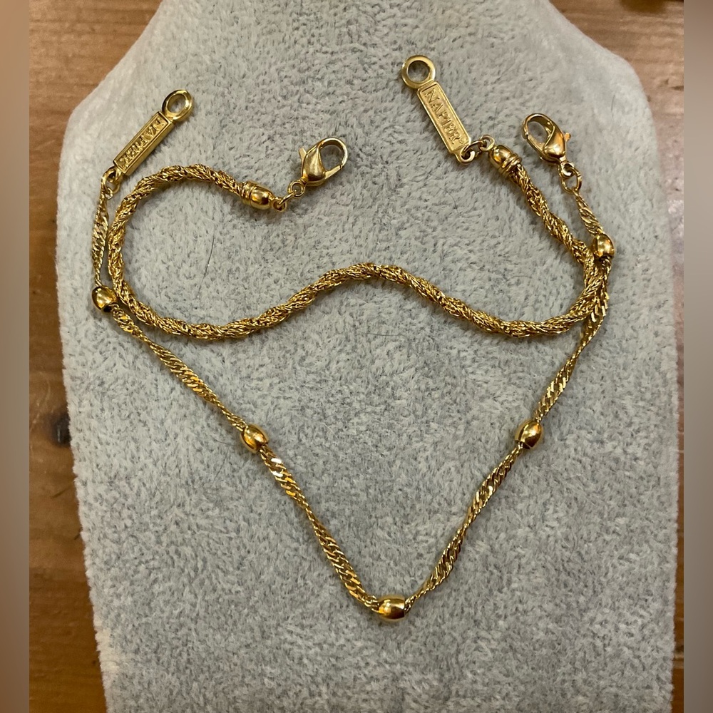 Napier: Dainty vintage gold plated/toned duo/set of 2 twisted bracelets.